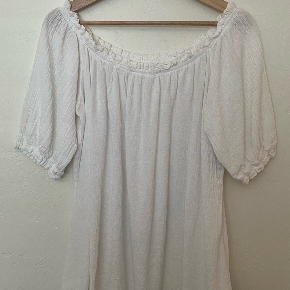 Gauzy White Off-Shoulder Peasant Top